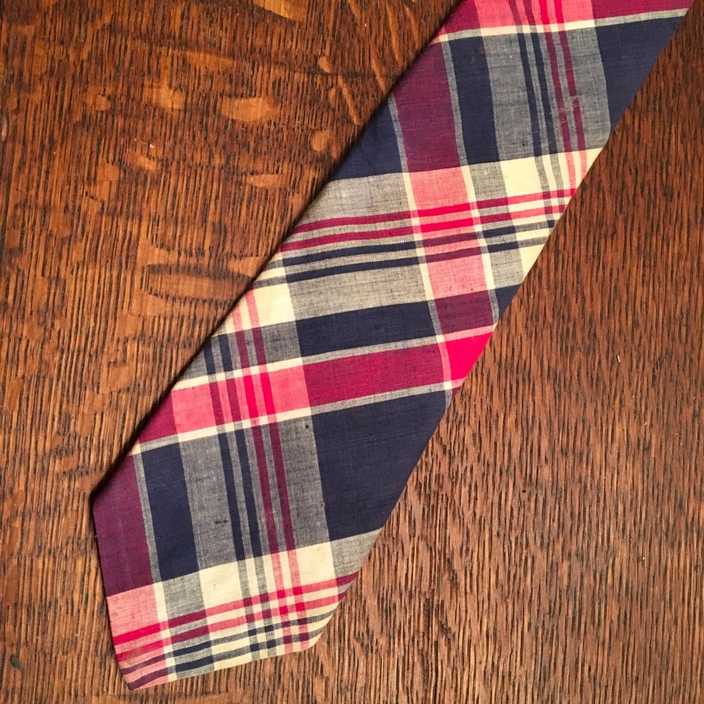 Brooks Brothers Classic Plaid 100% Cotton Mens Tie